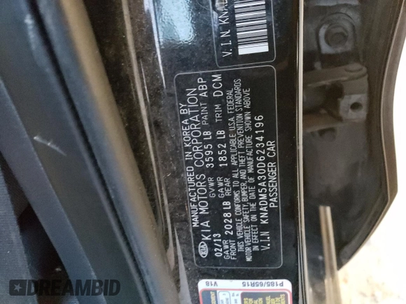 2013 Kia Rio LX with VIN KNADM5A30D6234196, listed as a Copart auction lot 41968355 with 88,982 mi miles and Salvage Title. Bid and sale history available at DreamBid. Image 13.