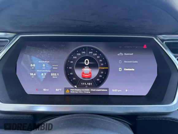 2013 Tesla Model S with VIN 5YJSA1CG5DFP18929, listed as a Copart auction lot 67245595 with 111,151 mi miles and Clean title. Bid and sale history available at DreamBid. Image 7.