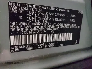 2023 Toyota RAV4 Adventure with VIN 2T3J1RFV4PW407477, listed as a Copart auction lot 89054295 with 27,389 mi miles and Salvage Title. Bid and sale history available at carsss.com. Image 16.
