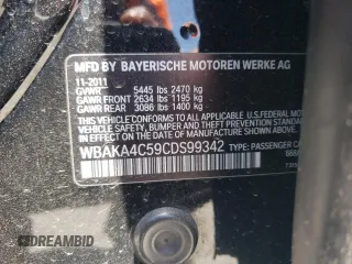 2012 BMW 7 Series 740i with VIN WBAKA4C59CDS99342, listed as a Copart auction lot 63705894 with 0 mi miles and Salvage Title. Bid and sale history available at carsss.com. Image 13.