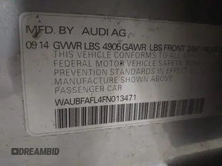 2015 Audi A4 Premium with VIN WAUBFAFL4FN013471, listed as a IAAI auction lot 41954916 with 81,819 mi miles. Bid and sale history available at carsss.com. Image 9.