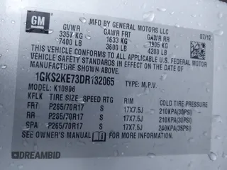 2013 GMC Yukon XL SLT z VIN 1GKS2KE73DR132065, wystawiony jako IAAI lot #40885853 z przebiegiem 207 492 mil mil oraz . Historia ofert i sprzedaży dostępna na DreamBid. Obrazek 9.