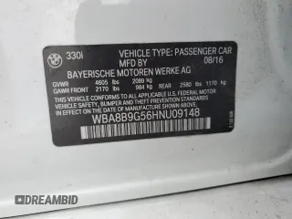 2017 BMW 3 Series 330i z VIN WBA8B9G56HNU09148, wystawiony jako Copart lot #57826455 z przebiegiem 51 385 mil mil oraz Czysty tytuł • Clean title. Historia ofert i sprzedaży dostępna na DreamBid. Obrazek 12.