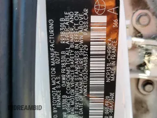 2017 Toyota Yaris L z VIN VNKKTUD32HA083729, wystawiony jako Copart lot #58020955 z przebiegiem 66 075 mil mil oraz Szkoda całkowita • Salvage title. Historia ofert i sprzedaży dostępna na DreamBid. Obrazek 14.