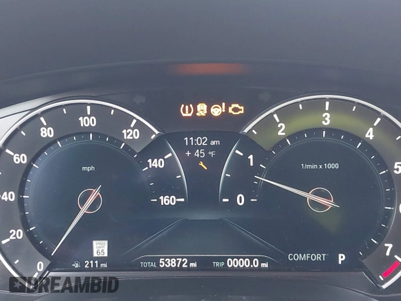 2019 BMW 5 Series 540i xDrive with VIN WBAJE7C51KWW21475, listed as a IAAI auction lot 41428380 with 53,872 mi miles and . Bid and sale history available at carsss.com. Image 7.