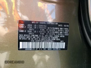 2025 Subaru Outback Touring with VIN 4S4BTAPC0S3236358, listed as a Copart auction lot 56849645 with 451 mi miles and Salvage title. Bid and sale history available at DreamBid. Image 14.