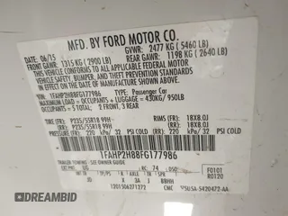 2015 Ford Taurus SEL with VIN 1FAHP2H88FG177986, listed as a IAAI auction lot 38683812 with 163,290 mi miles and . Bid and sale history available at DreamBid. Image 9.