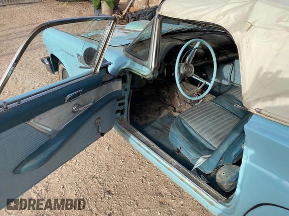 1957 Ford Thunderbird with VIN D7FH274796, listed as a Copart auction lot 53172685 with 9,999 mi miles and Clean Title. Bid and sale history available at DreamBid. Image 9.