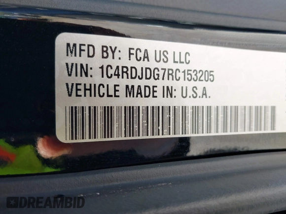 2024 Dodge Durango GT with VIN 1C4RDJDG7RC153205, listed as a IAAI auction lot 41862211 with 37,018 mi miles and . Bid and sale history available at DreamBid. Image 9.