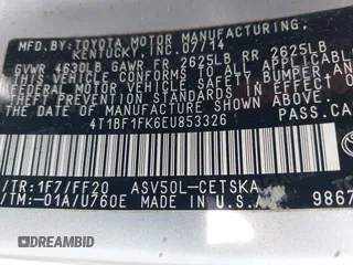 2014 Toyota Camry L with VIN 4T1BF1FK6EU853326, listed as a IAAI auction lot 41874392 with 134,532 mi miles. Bid and sale history available at carsss.com. Image 9.