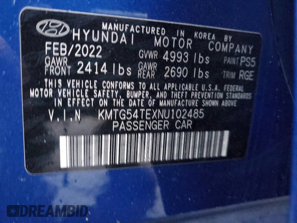 2022 Genesis G70 3.3T with VIN KMTG54TEXNU102485, listed as a Copart auction lot 79568824 with Not Provided miles and Salvage Title. Bid and sale history available at carsss.com. Image 12.