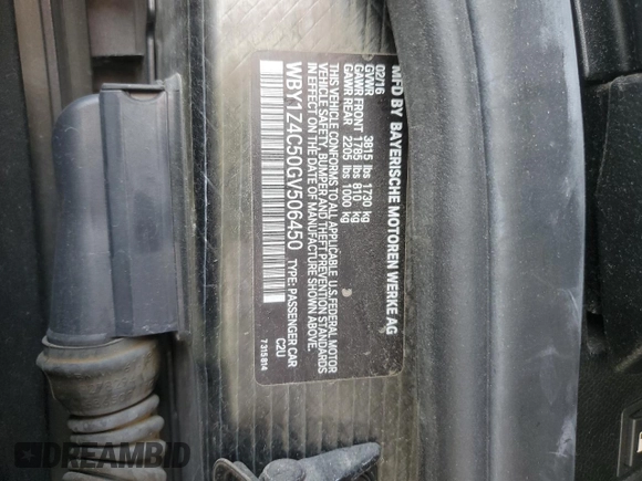 2016 BMW i3 с VIN WBY1Z4C50GV506450, выставлен на аукционе Copart как лот 54449865 с пробегом 102 575 миль миль и Списание • Salvage title. История ставок и продаж доступна на DreamBid. Изображение 12.