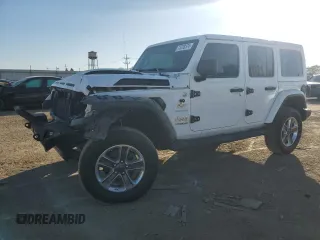 2020 Jeep Wrangler Unlimited Sahara Altitude with VIN 1C4HJXEG4LW314038, listed as a Copart auction lot 73728374 with 50,828 mi miles and Salvage title. Bid and sale history available at DreamBid. Image 1.