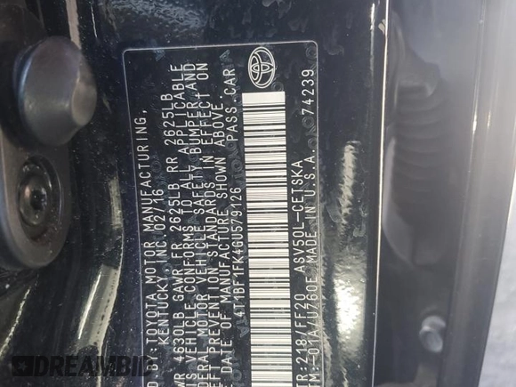 2016 Toyota Camry XLE with VIN 4T1BF1FK4GU579126, listed as a Copart auction lot 50901525 with 150,062 mi miles and Salvage Title. Bid and sale history available at DreamBid. Image 14.