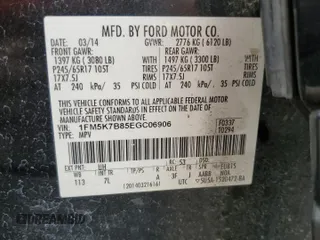 2014 Ford Explorer with VIN 1FM5K7B85EGC06906, listed as a Copart auction lot 52522225 with 229,574 mi miles and Salvage Title. Bid and sale history available at DreamBid. Image 13.