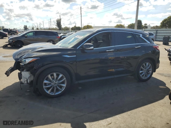 2019 Infiniti QX50 LUXE with VIN 3PCAJ5M3XKF138197, listed as a Copart auction lot 44222635 with 51,728 mi miles and Non Repairable. Bid and sale history available at carsss.com. Image 1.