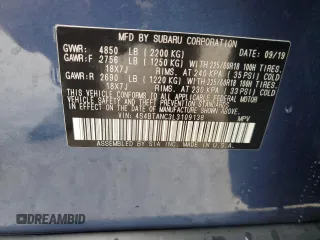 2020 Subaru Outback Limited with VIN 4S4BTANC3L3109138, listed as a Copart auction lot 58858545 with 38,373 mi miles and Salvage title. Bid and sale history available at DreamBid. Image 13.