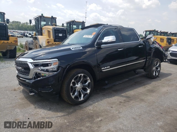 2019 Ram 1500 Limited with VIN 1C6SRFHT1KN625634, listed as a Copart auction lot 62355315 with 65,171 mi miles and Salvage title. Bid and sale history available at DreamBid. Image 1.
