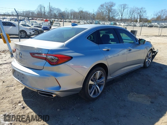 2021 Acura TLX w/Advance Package with VIN 19UUB5F68MA007218, listed as a IAAI auction lot 41693746 with 14,965 mi miles. Bid and sale history available at carsss.com. Image 4.