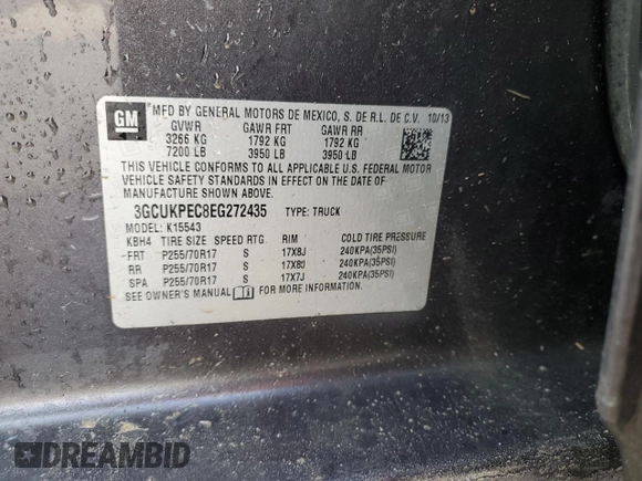 2014 Chevrolet Silverado 1500 Work Truck with VIN 3GCUKPEC8EG272435, listed as a Copart auction lot 47349925 with 136,991 mi miles and Non Repairable. Bid and sale history available at carsss.com. Image 12.