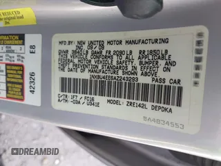 2010 Toyota Corolla with VIN 1NXBU4EE6AZ243293, listed as a IAAI auction lot 42167775 with 221,328 mi miles. Bid and sale history available at carsss.com. Image 9.