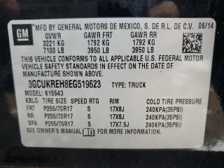 2014 Chevrolet Silverado 1500 LT with VIN 3GCUKREH8EG519623, listed as a Copart auction lot 85904414 with 202,264 mi miles and Salvage Title. Bid and sale history available at carsss.com. Image 12.