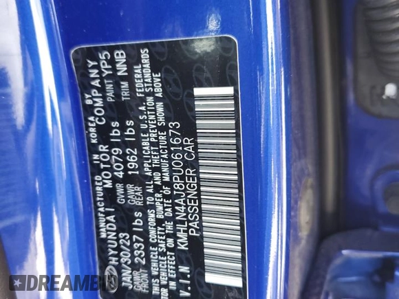 2023 Hyundai Elantra Limited z VIN KMHLN4AJ8PU061673, wystawiony jako Copart lot #57756205 z przebiegiem 40 103 mil mil oraz Nie do naprawy • Non repairable. Historia ofert i sprzedaży dostępna na DreamBid. Obrazek 12.