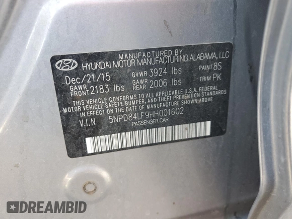 2017 Hyundai Elantra Limited z VIN 5NPD84LF9HH001602, wystawiony jako Copart lot #58600725 z przebiegiem 110 758 mil mil oraz Szkoda całkowita • Salvage title. Historia ofert i sprzedaży dostępna na DreamBid. Obrazek 12.