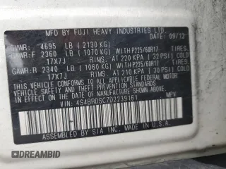 2013 Subaru Outback Limited с VIN 4S4BRDSC7D2239161, выставлен на аукционе Copart как лот 43476715 с пробегом 172 289 миль миль и Списание • Salvage title. История ставок и продаж доступна на DreamBid. Изображение 14.