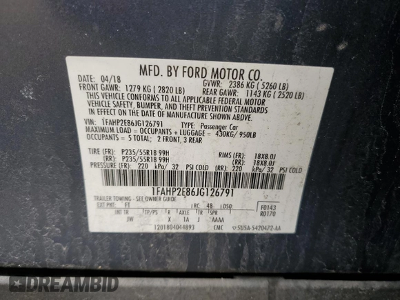 2018 Ford Taurus SEL with VIN 1FAHP2E86JG126791, listed as a Copart auction lot 51676535 with 108,050 mi miles and Clean title. Bid and sale history available at DreamBid. Image 14.