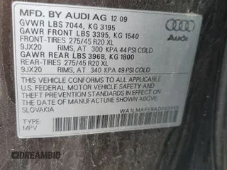 2010 Audi Q7 Premium Plus z VIN WA1LMAFE9AD003655, wystawiony jako Copart lot #84422404 z przebiegiem 180 102 mil mil oraz Czysty tytuł • Clean title. Historia ofert i sprzedaży dostępna na DreamBid. Obrazek 13.