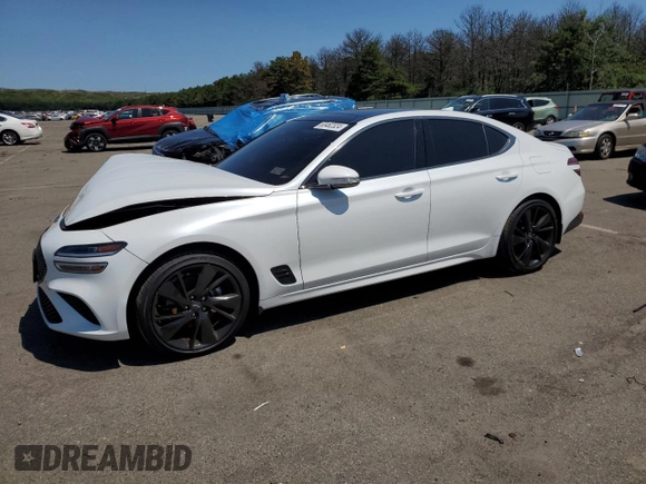 2023 Genesis G70 2.0T with VIN KMTG34TA8PU134275, listed as a Copart auction lot 63462324 with 8,017 mi miles and Salvage Title. Bid and sale history available at carsss.com. Image 1.