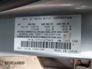 2012 Mazda 3 i Touring with VIN JM1BL1V71C1675849, listed as a IAAI auction lot 41919644 with 134,748 mi miles and . Bid and sale history available at DreamBid. Image 9.