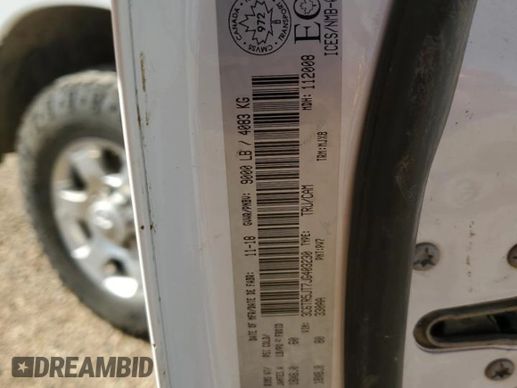 2018 Ram 2500 SLT with VIN 3C6TR5JT7JG403230, listed as a Copart auction lot 56145085 with 228,446 mi miles and Salvage title. Bid and sale history available at DreamBid. Image 13.