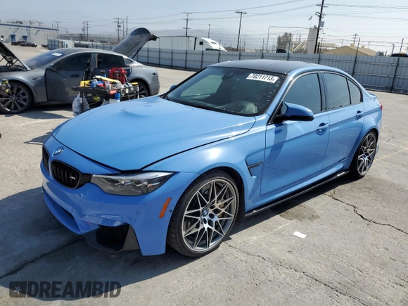 2018 BMW M3 with VIN WBS8M9C53J5K98446, listed as a Copart auction lot 70211713 with 44,999 mi miles. Bid and sale history available at carsss.com. Image 1.