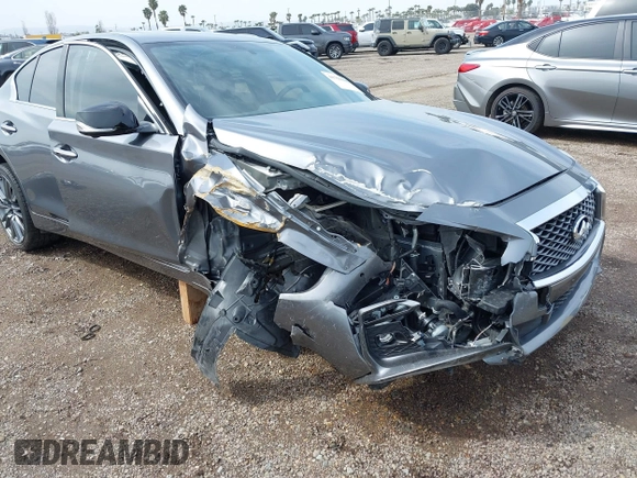 2020 Infiniti Q50 Red Sport 400 with VIN JN1FV7AP9LM630132, listed as a IAAI auction lot 41794185 with 20,049 mi miles and . Bid and sale history available at carsss.com. Image 6.