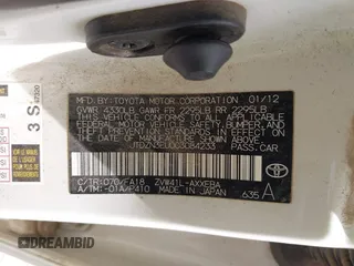 2012 Toyota Prius Two with VIN JTDZN3EU0C3084233, listed as a IAAI auction lot 42122706 with 233,288 mi miles and . Bid and sale history available at DreamBid. Image 9.