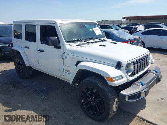 2024 Jeep Wrangler Sahara with VIN 1C4RJXP64RW225507, listed as a IAAI auction lot 42245973 with 45,984 mi miles and . Bid and sale history available at DreamBid. Image 1.
