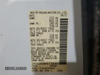 2022 Nissan Frontier SV with VIN 1N6ED1FK1NN673640, listed as a Copart auction lot 67550184 with 0 mi miles and Salvage Title. Bid and sale history available at carsss.com. Image 12.