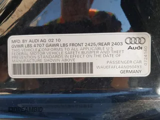 2010 Audi A4 2.0T Premium Plus with VIN WAUEFAFL4AN050493, listed as a IAAI auction lot 41200314 with 107,847 mi miles. Bid and sale history available at carsss.com. Image 9.
