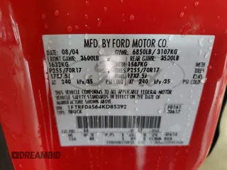 2004 Ford F-150 XLT with VIN 1FTRF04564KD85392, listed as a Copart auction lot 66686644 with 61,289 mi miles and Salvage Title. Bid and sale history available at carsss.com. Image 12.