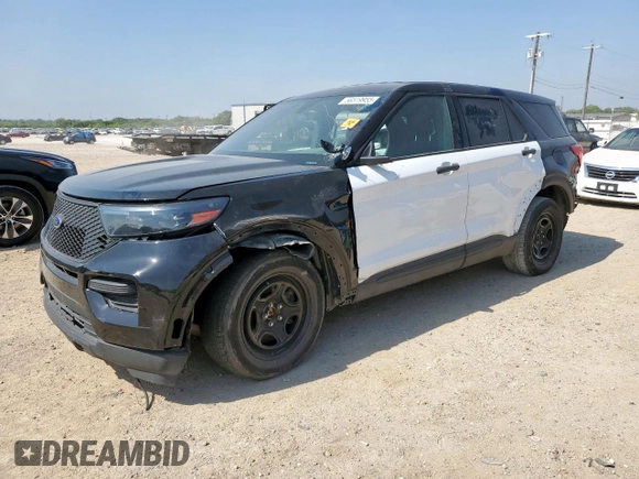 2021 Ford Police Interceptor Utility z VIN 1FM5K8AB8MGC33082, wystawiony jako Copart lot #56519955 z przebiegiem Nie podano mil oraz Szkoda całkowita • Salvage title. Historia ofert i sprzedaży dostępna na DreamBid. Obrazek 1.