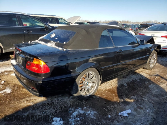 2002 BMW 3 Series 325Ci with VIN WBABS33432JY42568, listed as a Copart auction lot 46232065 with 91,310 mi miles and Salvage Title. Bid and sale history available at carsss.com. Image 3.