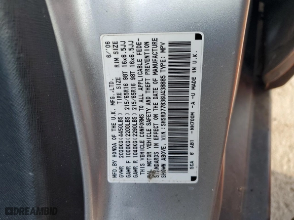 2006 Honda CR-V EX with VIN SHSRD77836U438885, listed as a Copart auction lot 51378795 with 289,112 mi miles and Clean Title. Bid and sale history available at carsss.com. Image 13.