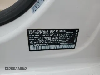 2015 Volkswagen Passat SEL Premium z VIN 1VWCV7A34FC093870, wystawiony jako Copart lot #45587835 z przebiegiem Nie podano mil oraz Szkoda całkowita • Salvage title. Historia ofert i sprzedaży dostępna na DreamBid. Obrazek 14.