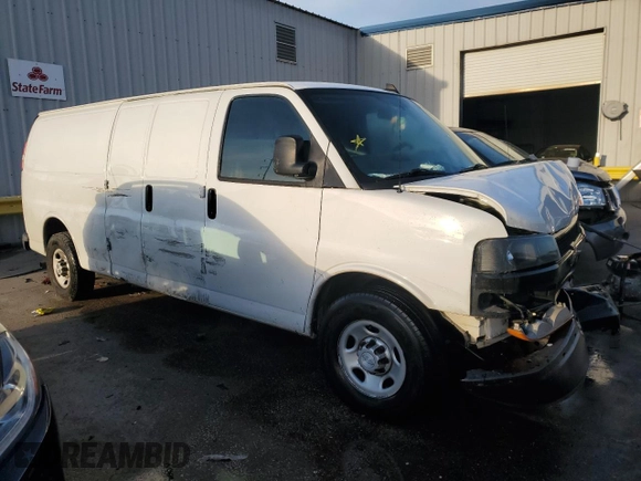2019 Chevrolet Express Cargo Van with VIN 1GCWGBFP3K1224883, listed as a Copart auction lot 87595485 with 0 mi miles and Salvage Title. Bid and sale history available at carsss.com. Image 4.