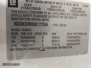 2009 Chevrolet Silverado 1500 LTZ with VIN 3GCEK33M39G177554, listed as a IAAI auction lot 41282566 with 142,356 mi miles. Bid and sale history available at carsss.com. Image 9.