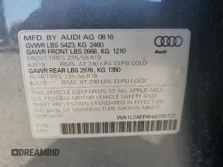 2017 Audi Q5 Premium Plus z VIN WA1L2AFP4HA038722, wystawiony jako Copart lot #55589095 z przebiegiem 60 782 mil mil oraz Szkoda całkowita • Salvage title. Historia ofert i sprzedaży dostępna na DreamBid. Obrazek 13.