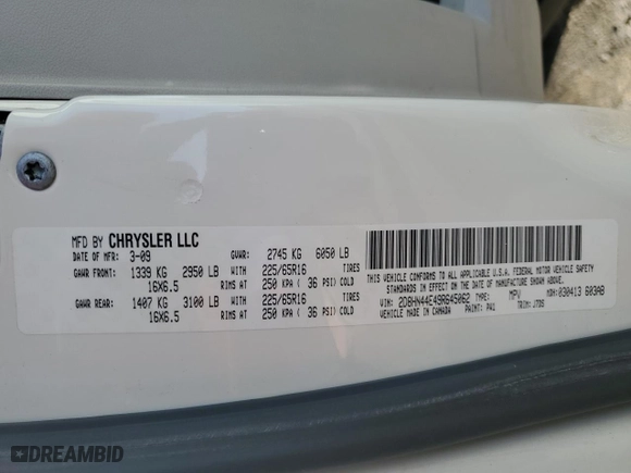 2009 Dodge Grand Caravan SE with VIN 2D8HN44E49R645062, listed as a Copart auction lot 47097115 with 82,295 mi miles and Salvage Title. Bid and sale history available at carsss.com. Image 13.