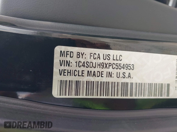 2023 Dodge Durango SRT Hellcat Premium with VIN 1C4SDJH9XPC554953, listed as a IAAI auction lot 42375728 with 19,492 mi miles and . Bid and sale history available at DreamBid. Image 9.